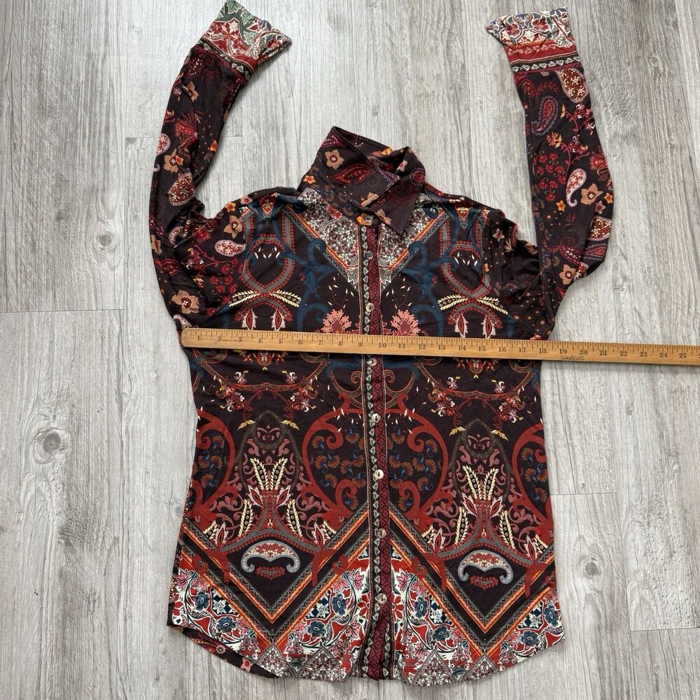 Johnny Was Rayon Janie Favorite Button Front Shirt Blouse Boho Paisley Floral XS - Picture 9 of 9